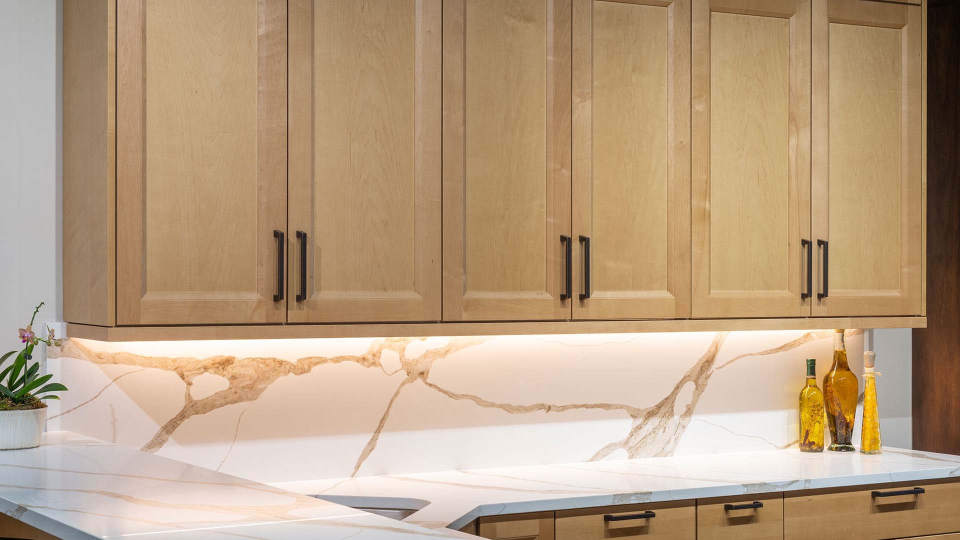 Natural wood cabinets