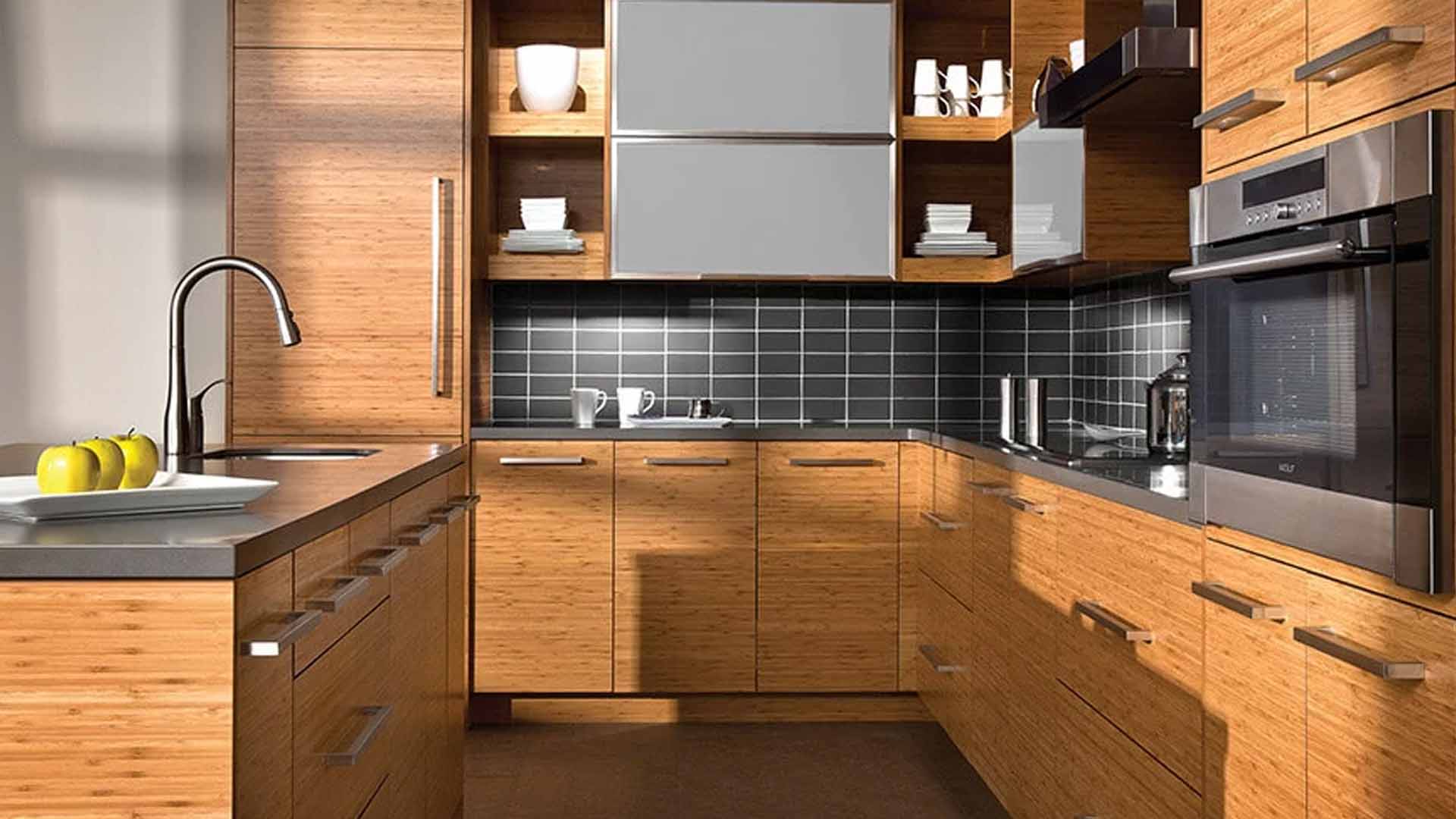 Wood veneer cabinets